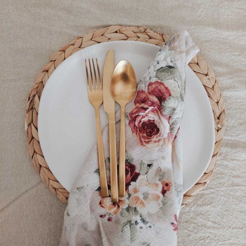 Vintage Rose Napkin Table Setting