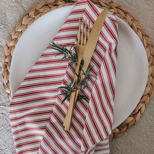 Taradale Kitchen Co red stripe napkin set